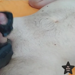 Cock massage in black latex gloves